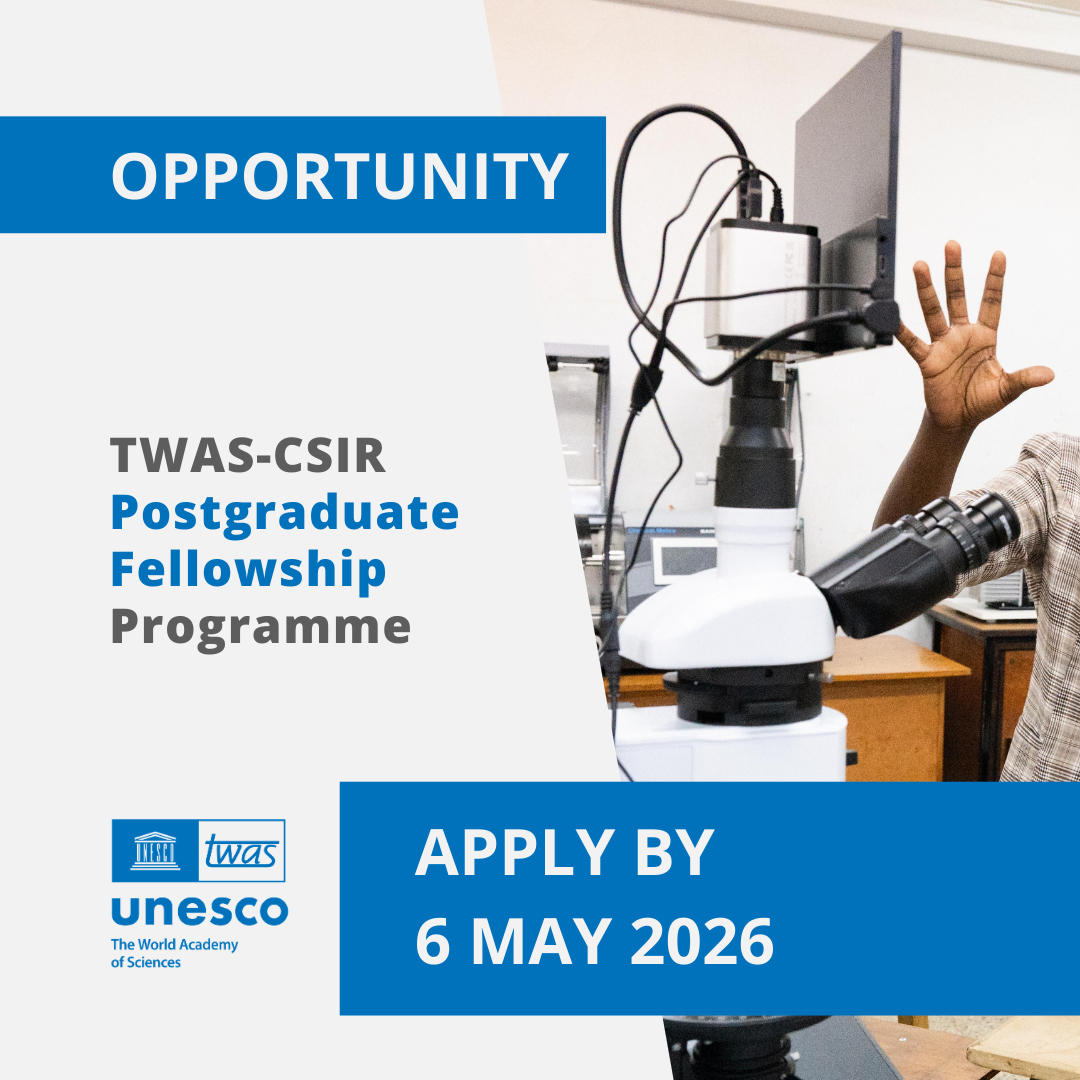 Call is open for TWAS-CSIR Postgraduate Fellowship Programme 